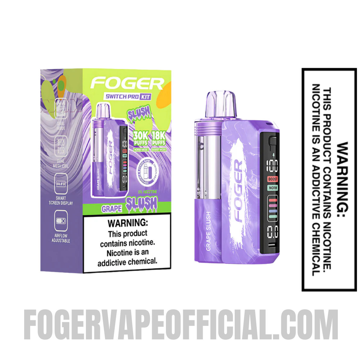 Grape Slush Foger Switch Pro Vape Kit 30K Puffs With Package Box