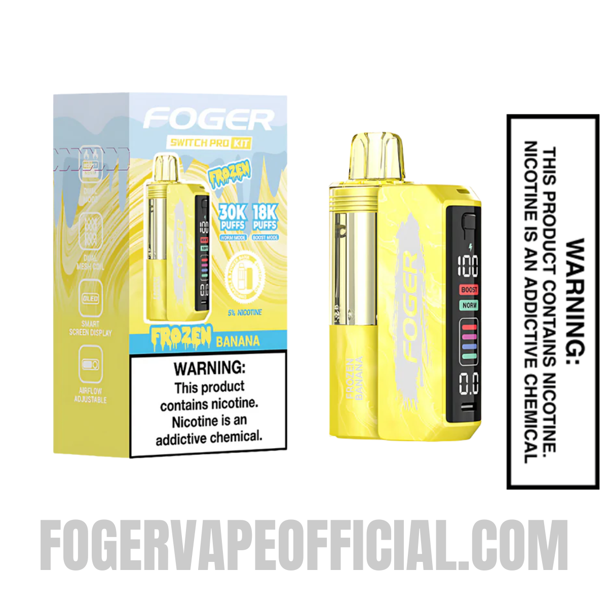 Frozen Banana Foger Switch Pro Vape Kit 30K Puffs With Package Box