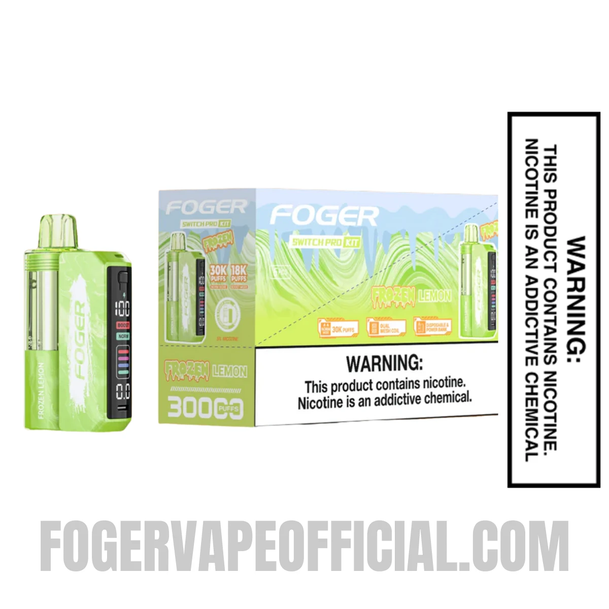 Frozen Lemon Foger Switch Pro 30K Disposable Vape Kit with package box
