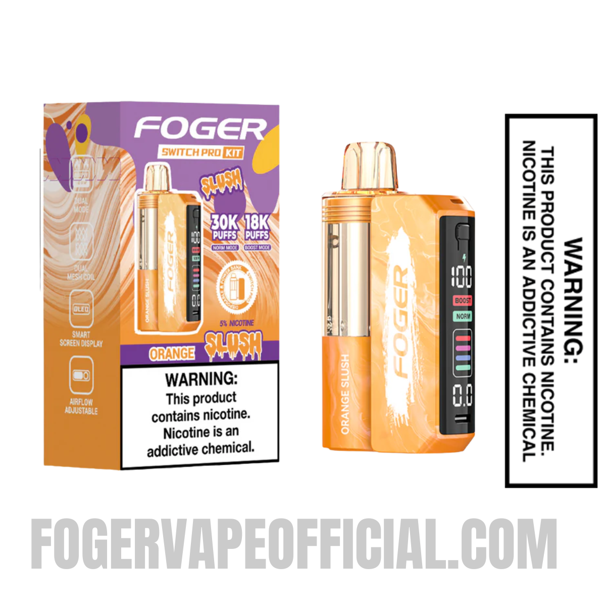 Orange Slush Foger Switch Pro Vape Kit 30K Puffs With Package Box