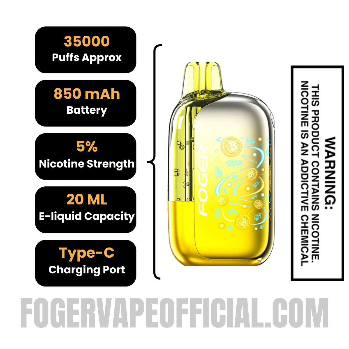 Banana Taffy Freeze Foger Bit 35K Disposable Vape Specifications