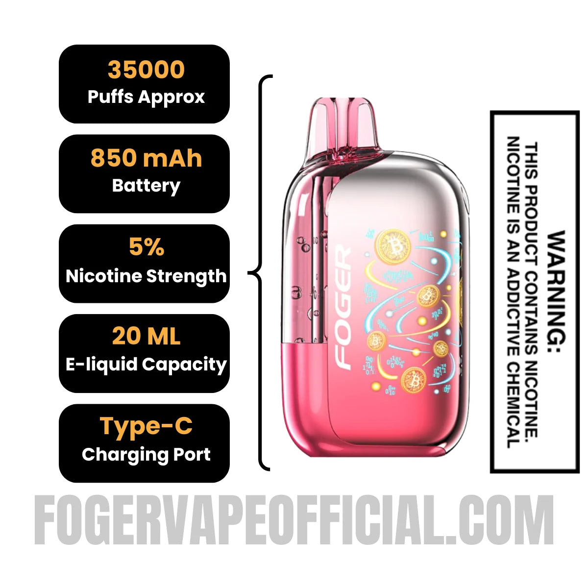 Strawberry Burst Foger Bit 35K Disposable Vape Specifications