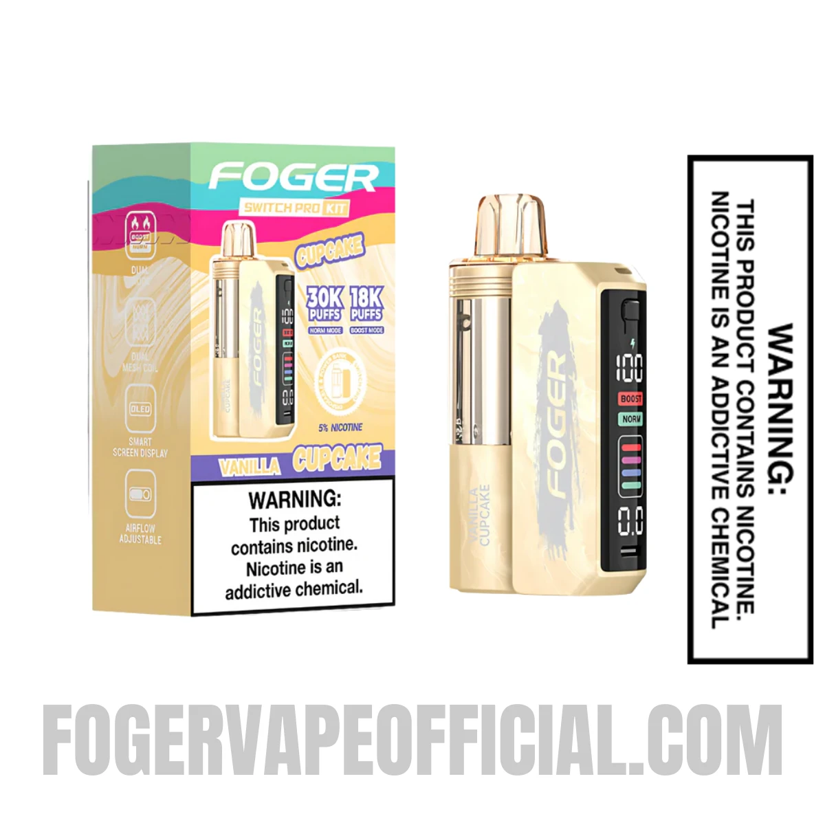 Vanilla Cupcake Foger Switch Pro Kit 30K Puffs With Package Box