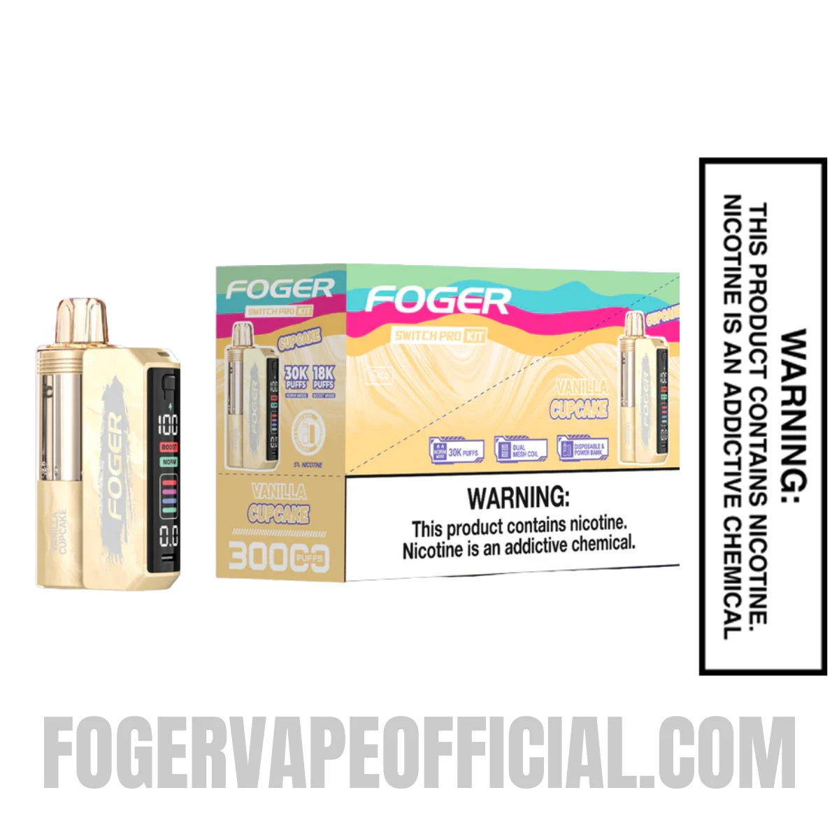Vanilla Cupcake Foger Switch Pro Kit 30K Puffs With Bundle Box