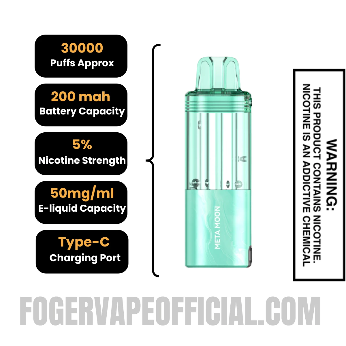 Meta Moon Foger Switch Pro 30K Disposable Pod Specifications