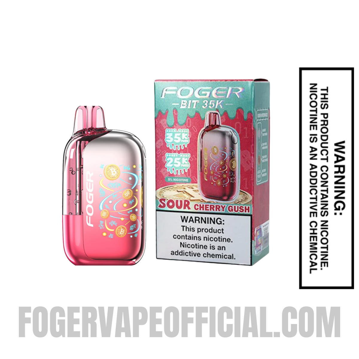 Sour Cherry Gush Foger Bit 35k Disposable Vape With Package