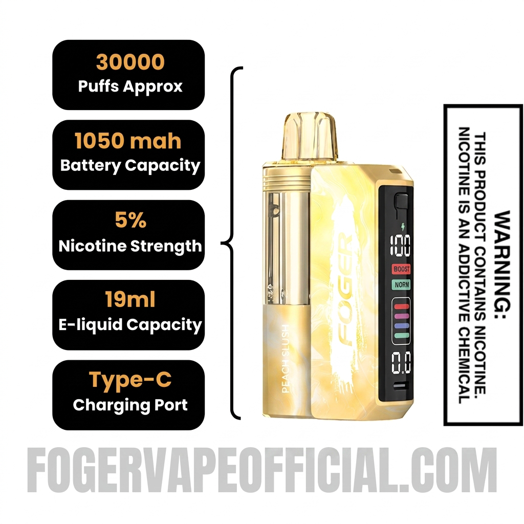 Peach Slush Foger Switch Pro 30K Disposable Vape Kit Specifications