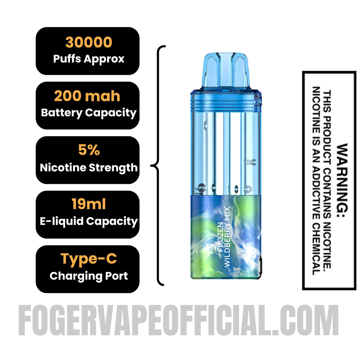 Frozen Wildberry Mix Foger Switch Pro 30K Disposable Pod Specification