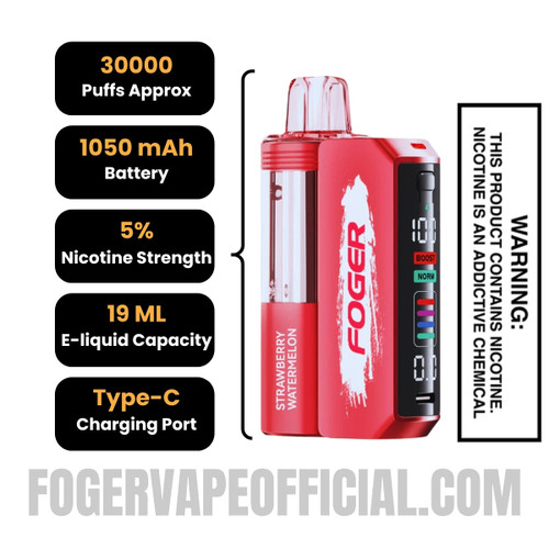 Strawberry Watermelon Foger Switch Pro Vape Kit 30K Puffs Specifications