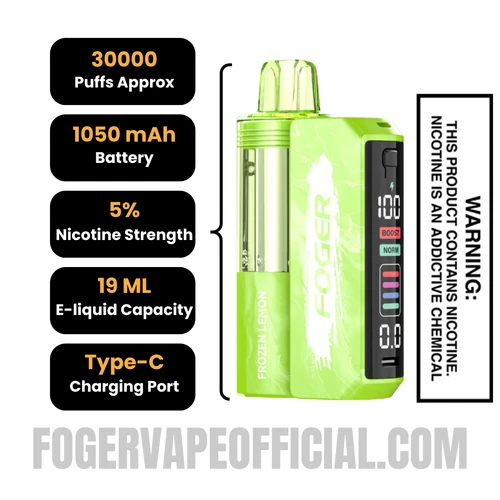 Frozen Lemon Foger Switch Pro 30K Disposable Vape Kit Specifications