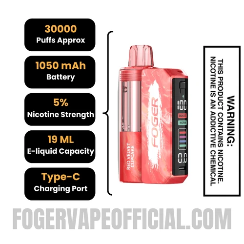Red Velvet Cupcake Foger Switch Pro Kit 30K Puffs Specifications 