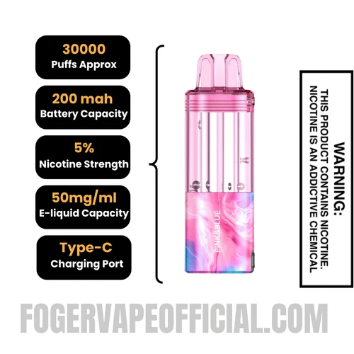 Pink & Blue Foger Switch Pro 30K Disposable Pod Specifications