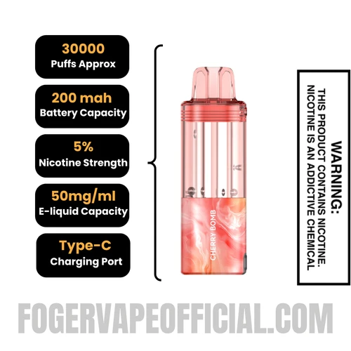 Cherry Bomb Foger Switch Pro 30K Disposable Pod Specifications