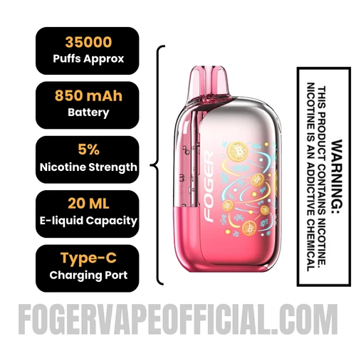 Sour Cherry Gush Foger Bit 35k Disposable Vape Specifications