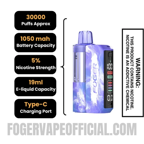 Frozen Blackberry Foger Switch Pro 30K Disposable Vape Kit Specifications