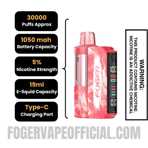 California Cherry Foger Switch Pro 30K Disposable Vape Kit Specifications