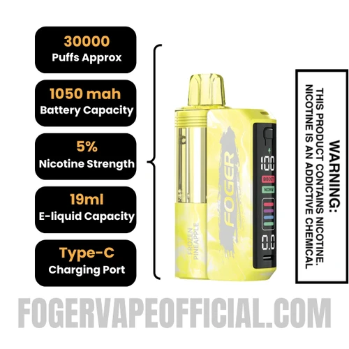 Frozen Pineapple Foger Switch Pro 30K Disposable Vape Kit Specifications