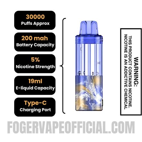 Blackberry Passion Refresher Foger Switch Pro 30K Disposable Pod Specification
