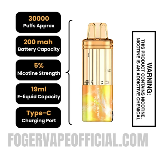 Frozen Orange Green Foger Switch Pro 30K Disposable Pod Specification