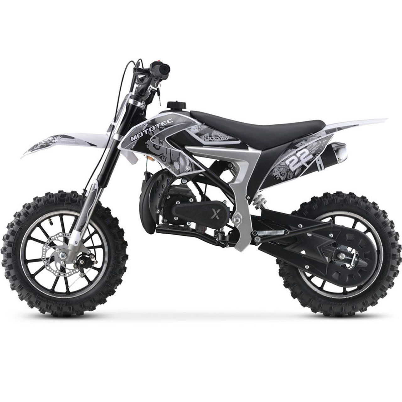 MotoTec Demon 50cc 2-Stroke Kids Gas Dirt Bike White