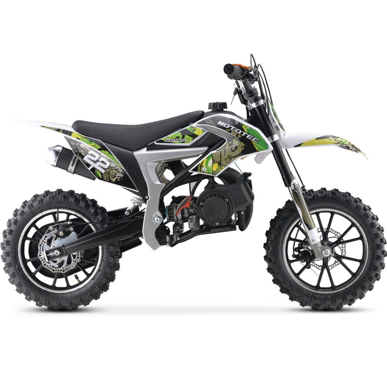 MotoTec Demon 50cc 2-Stroke Kids Gas Dirt Bike Green