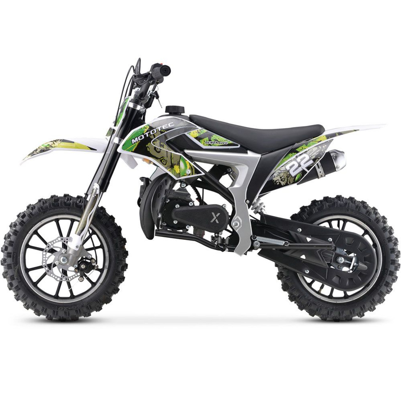 MotoTec Demon 50cc 2-Stroke Kids Gas Dirt Bike Green