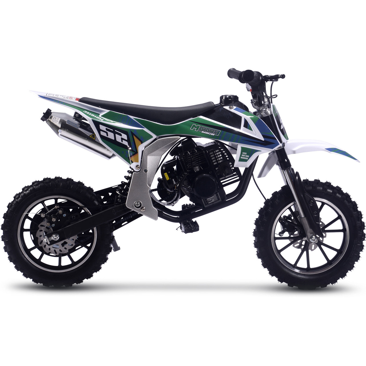 MotoTec Warrior 52cc 2-Stroke Kids Gas Dirt Bike Green