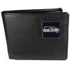 Seattle Seahawks Leather Bi-fold Wallet Packaged in Gift Box
