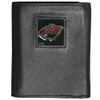 Minnesota Wild¬Æ Deluxe Leather Tri-fold Wallet Packaged in Gift Box