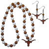 Texas Longhorns Fan Bead Earrings and Necklace Set