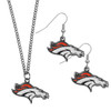 Denver Broncos Dangle Earrings and Chain Necklace Set
