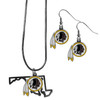 Washington Commanders Dangle Earrings and State Necklace Set