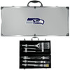 Seattle Seahawks 8 pc Stainless Steel BBQ Set w/Metal Case