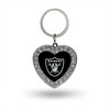 Las Vegas Raiders Rhinestone Heart Keychain