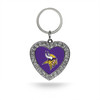 Minnesota Vikings Rhinestone Heart Keychain