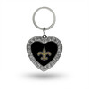 New Orleans Saints Rhinestone Heart Keychain