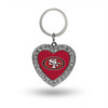 San Francisco 49ers Rhinestone Heart Keychain