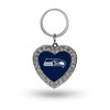 Seattle Seahawks Rhinestone Heart Keychain
