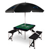 Carolina Panthers Picnic Table Portable Folding Table with Seats and Umbrella, (Black)