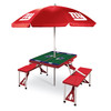 New York Giants Picnic Table Portable Folding Table with Seats and Umbrella, (Red)