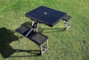 Philadelphia Eagles Picnic Table Portable Folding Table with Seats and Umbrella, (Black)