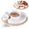 San Francisco 49ers Symphony Appetizer Serving Tray Set, (Bamboo & White Ceramic)