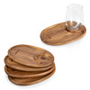 New England Patriots Wine Appetizer Plate Set Of 4, (Acacia Wood)