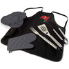 Tampa Bay Buccaneers BBQ Apron Tote Pro Grill Set, (Black with Gray Accents)