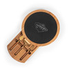 Minnesota Wild Insignia Acacia and Slate Serving Board with Cheese Tools, (Acacia Wood & Slate Black with Gold Accents)
