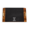 Illinois Fighting Illini Covina Acacia and Slate Serving Tray, (Acacia Wood & Slate Black with Gold Accents)