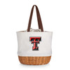 Texas Tech Red Raiders Coronado Canvas and Willow Basket Tote, (Beige Canvas)