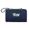Wingate University Bulldogs Blanket Tote Outdoor Picnic Blanket, (Navy Blue with Blue Flap)