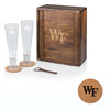 Wake Forest Demon Deacons Pilsner Beer Glass Gift Set, (Acacia Wood)