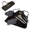 Wake Forest Demon Deacons BBQ Apron Tote Pro Grill Set, (Black with Gray Accents)
